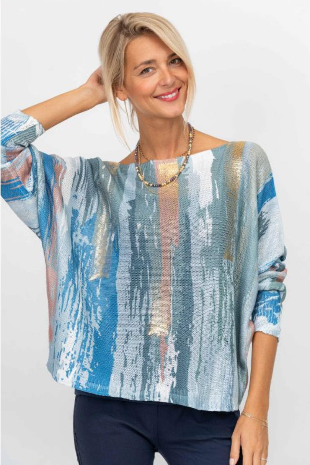 Gold Detailed Batwing Sweater