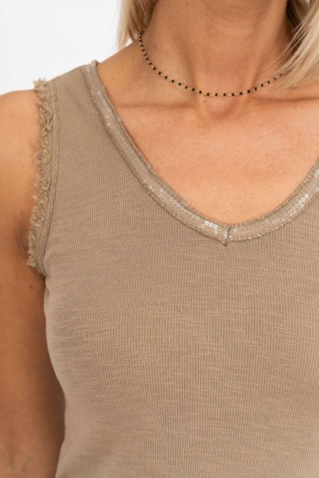 V-Neck Sequins Tank