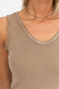 V-Neck Sequins Tank