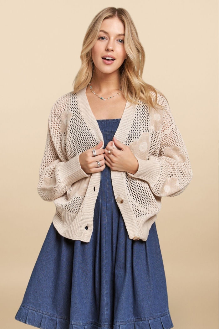 Lightweight Floral Sweater Cardigan
