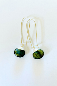 Med Bezel Healing Gem Electroplated Drop Earrings