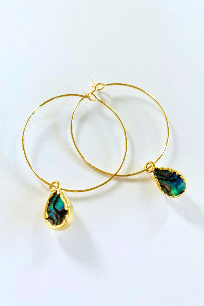 1" Mini Hoops ~ Electroplated Abalone Drop