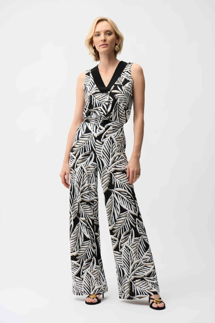 Silky Knit Tropical Print Wide Leg Pull-On Pants
