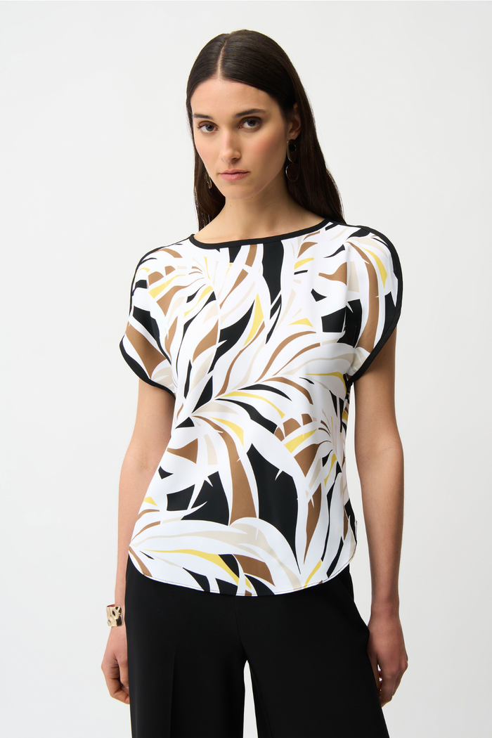 Recycled Woven Tropical Print Boxy Top