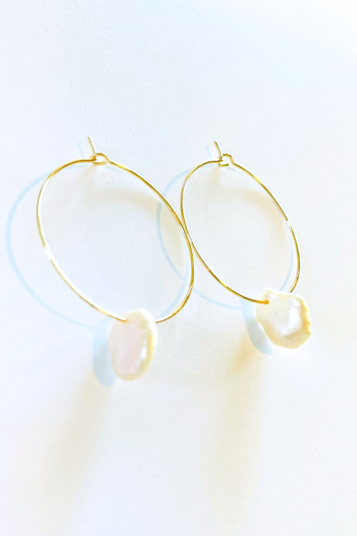 1" Mini Hoops ~ Keshi Pearls