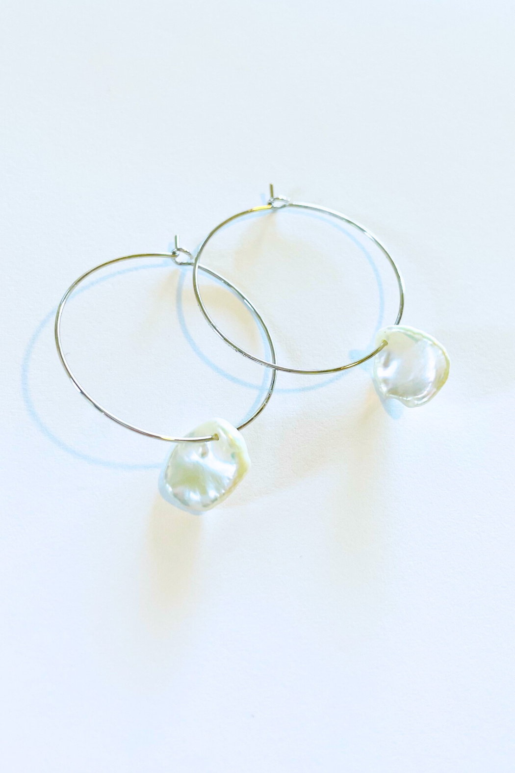 1 " Silver Mini Hoops — Keshi Pearls