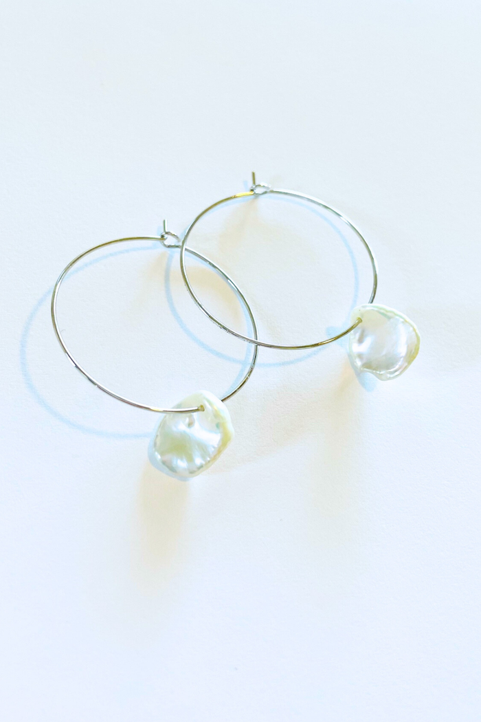 1 " Silver Mini Hoops — Keshi Pearls