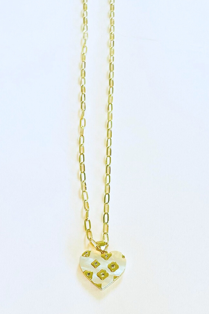 Designer Mother of Pearl Heart Necklace