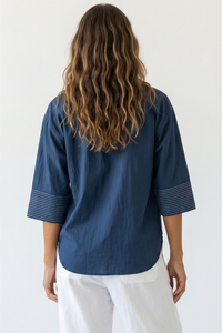 Contrast Stitch Detail Popover Blouse