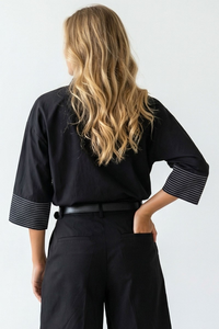 Contrast Stitch Detail Popover Blouse