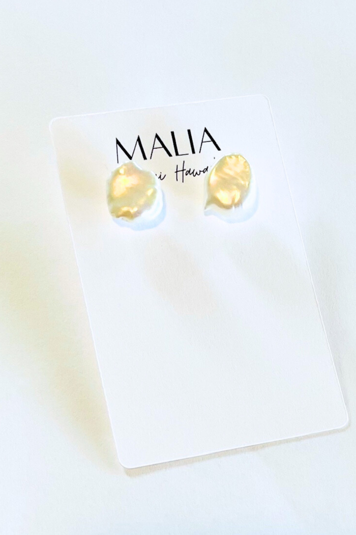 Large Keshi Pearl Stud Earrings