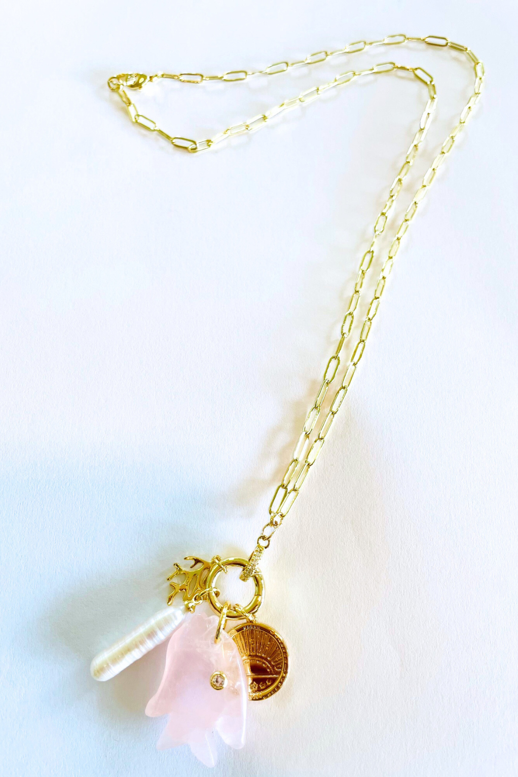 Big Fish Gemstone Charm Necklace
