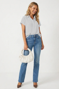 Minimalist Drop Shoulder Button Up Blouse