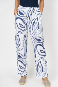 Abstract Print Linen Pant