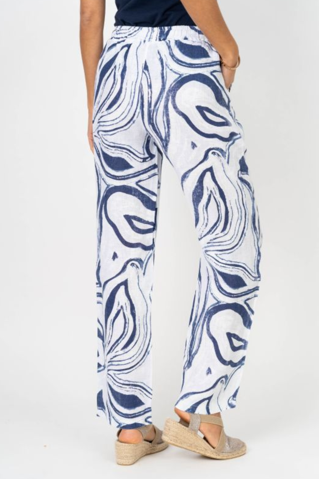 Abstract Print Linen Pant