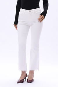 Stepped Frayed Hem Cropped Jeans