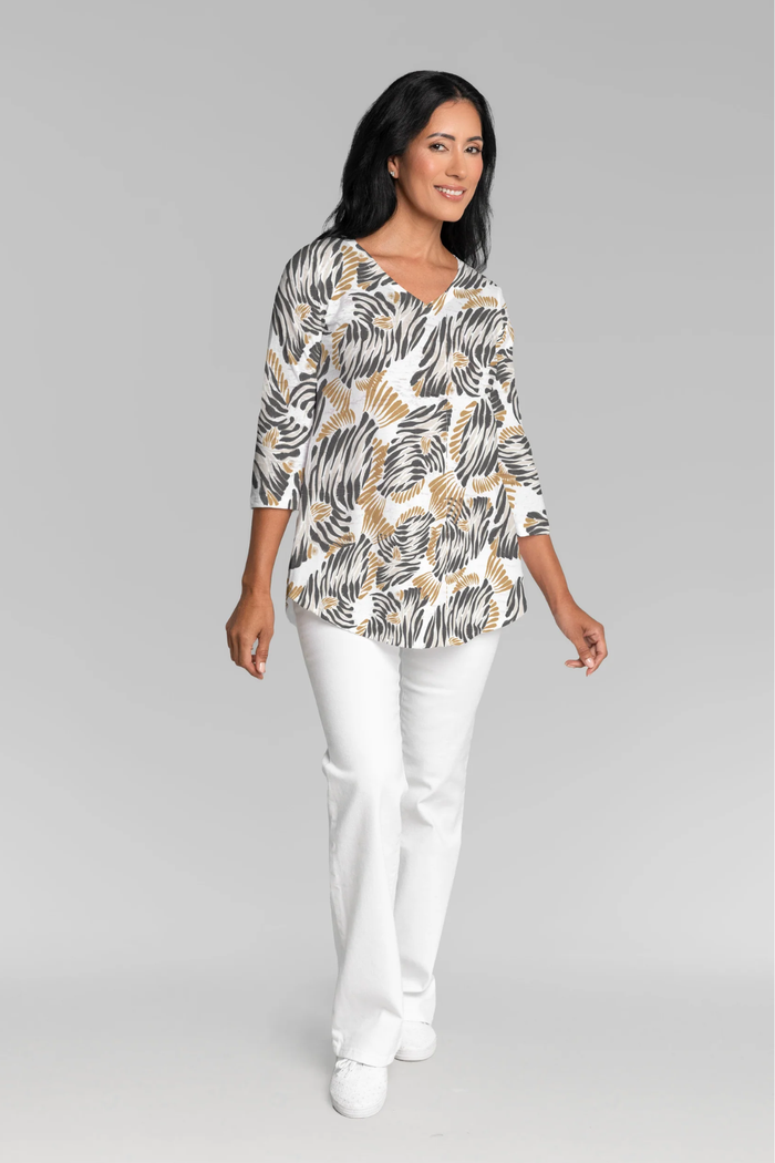 Zebra Fish V-neck Flowy Tunic
