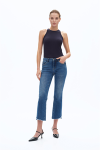 Stepped Frayed Hem Cropped Jeans