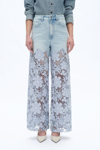 Super High Rise Lace Wide Leg Denim