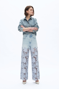 Super High Rise Lace Wide Leg Denim
