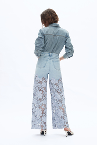 Super High Rise Lace Wide Leg Denim