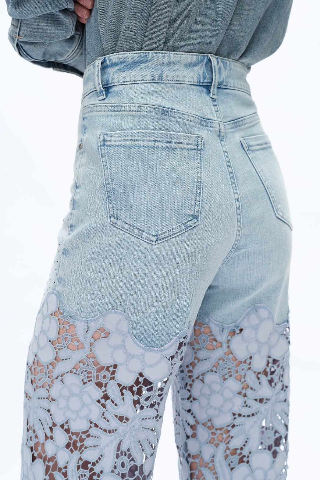 Super High Rise Lace Wide Leg Denim