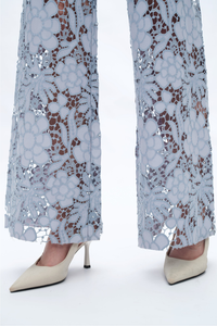 Super High Rise Lace Wide Leg Denim