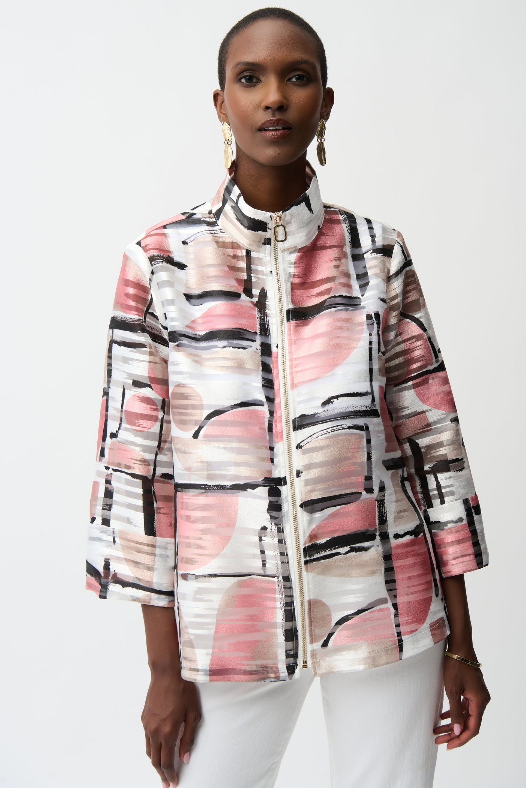 Organza Jacquard Abstract Print Boxy Jacket