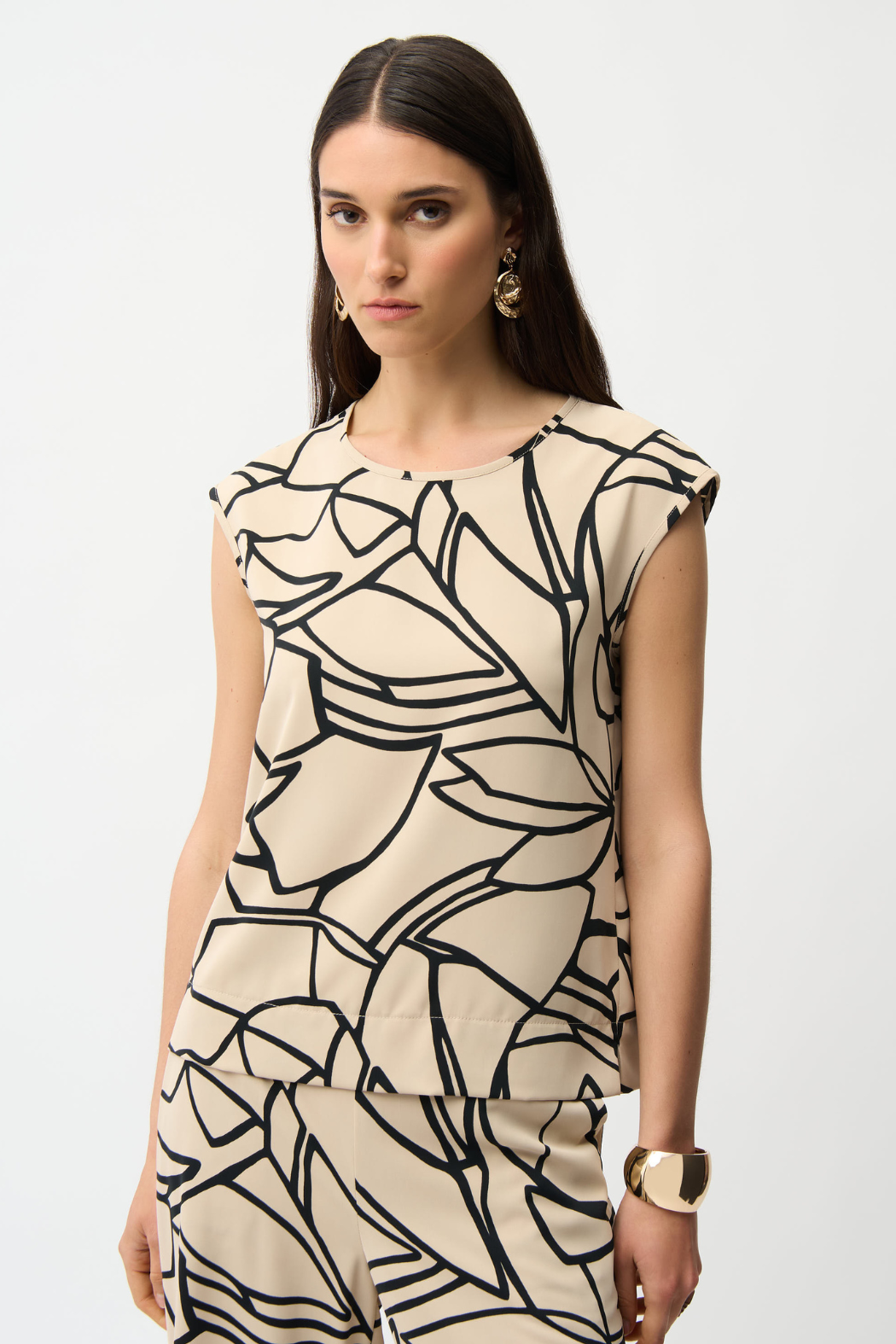 Recycled Woven Abstract Print Boxy Top