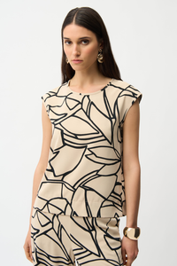Recycled Woven Abstract Print Boxy Top