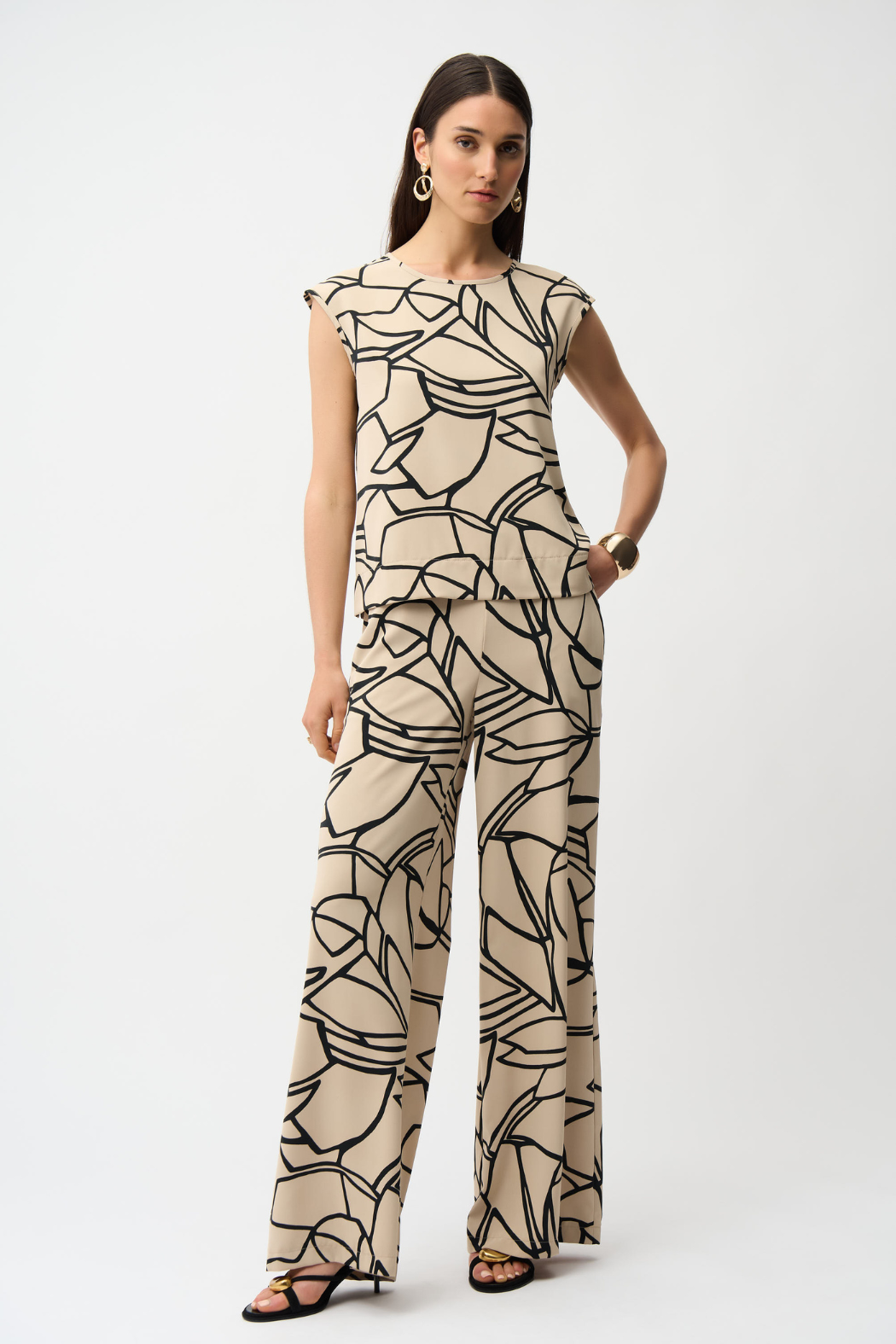 Recycled Woven Abstract Print Boxy Top