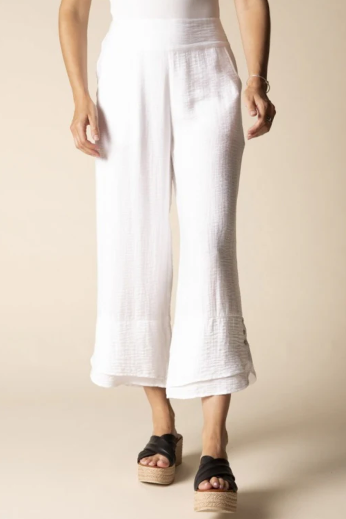 Soft Rayon Jacquard Wide Leg Crop Pants