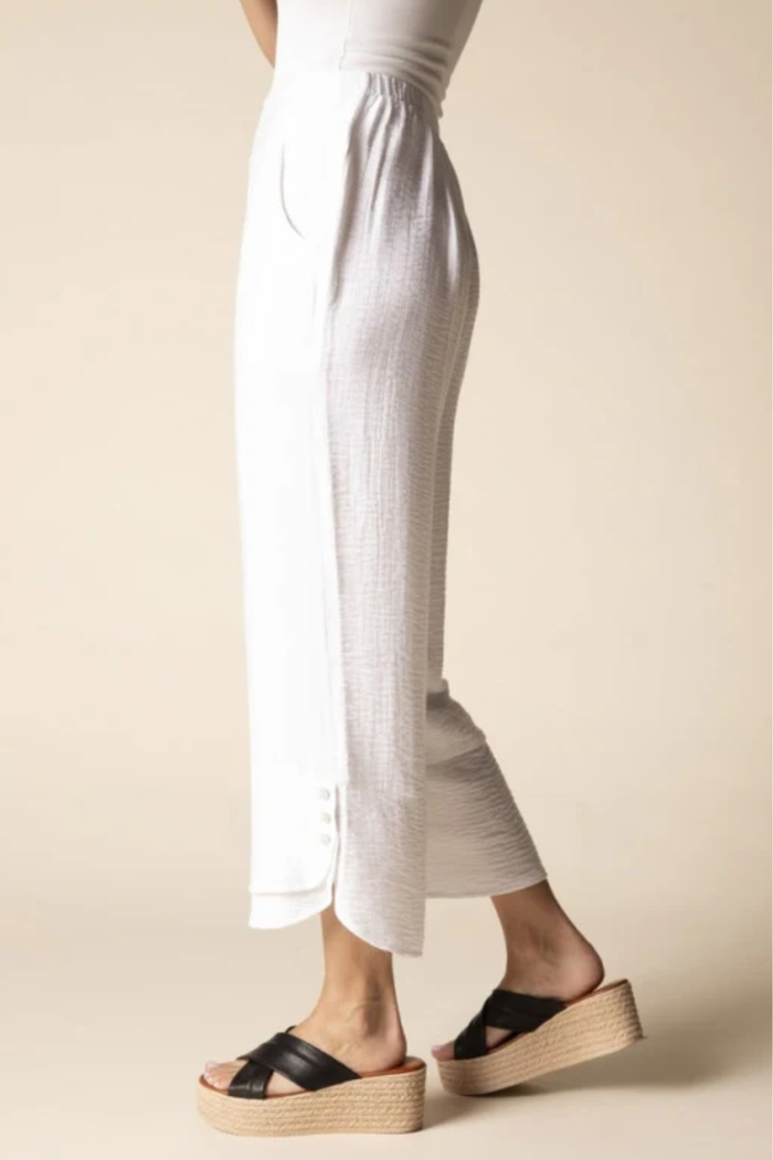 Soft Rayon Jacquard Wide Leg Crop Pants