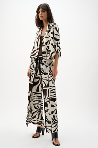 Woven Gauze Tropical Print Wide Leg Pants