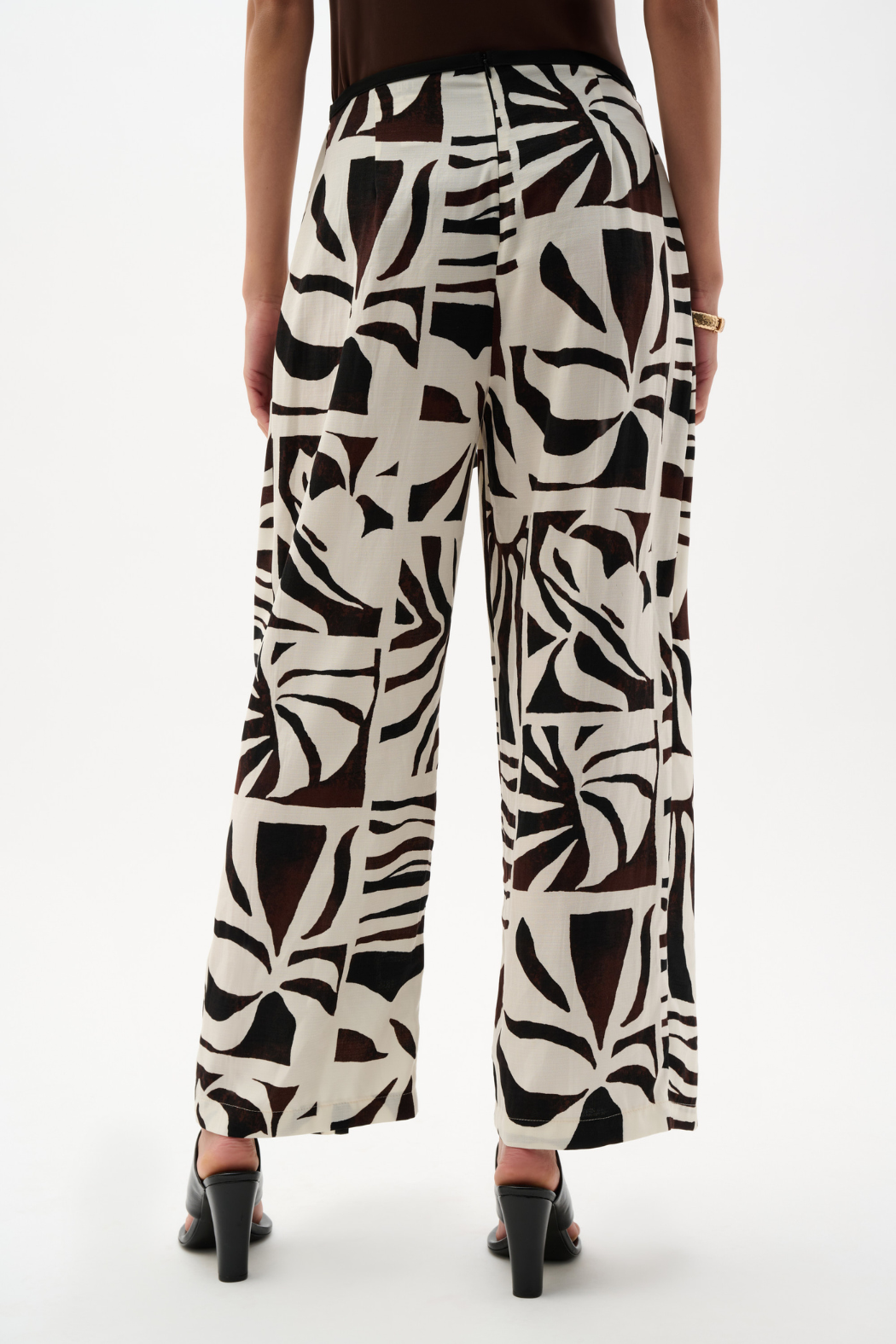 Woven Gauze Tropical Print Wide Leg Pants