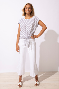 Seaport Stripe Tie Front Top