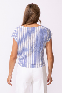 Seaport Stripe Tie Front Top