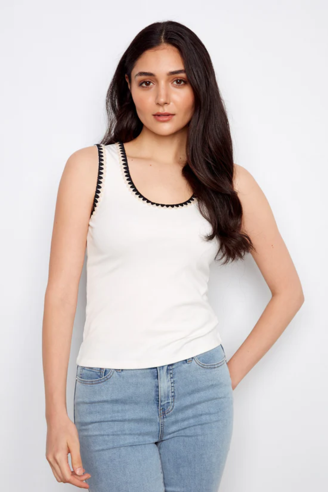 Knit Tank Top With Crochet Detail