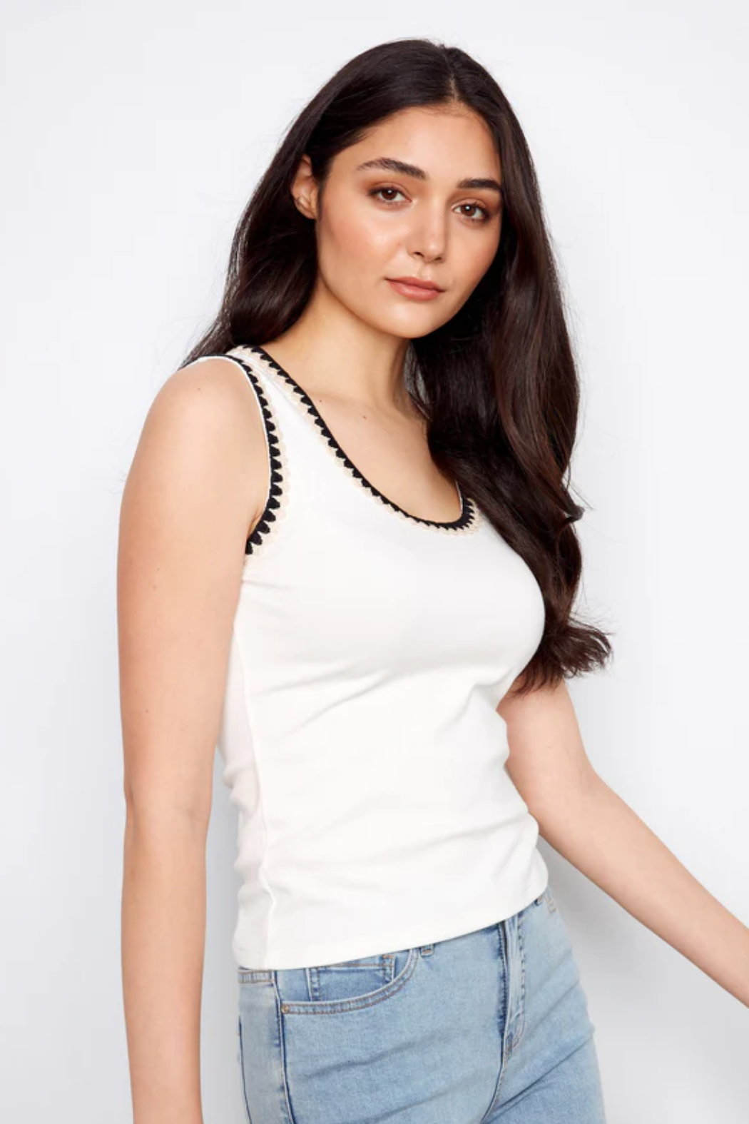 Knit Tank Top With Crochet Detail