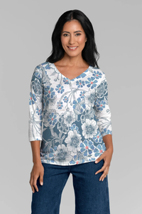 Kalani Green Signature 3/4 Sleeve V-Neck Top