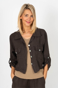 Linen Raw Edge Crop Top/Jacket