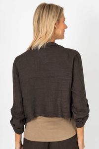 Linen Raw Edge Crop Top/Jacket