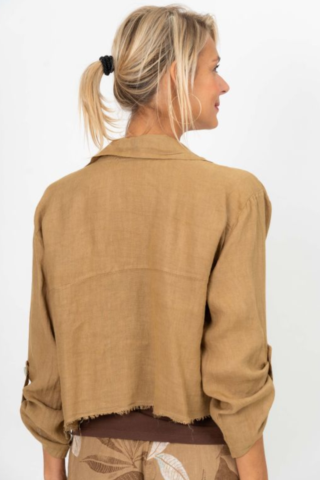 Linen Raw Edge Crop Top/Jacket