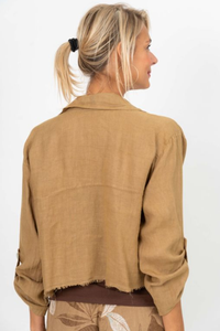 Linen Raw Edge Crop Top/Jacket