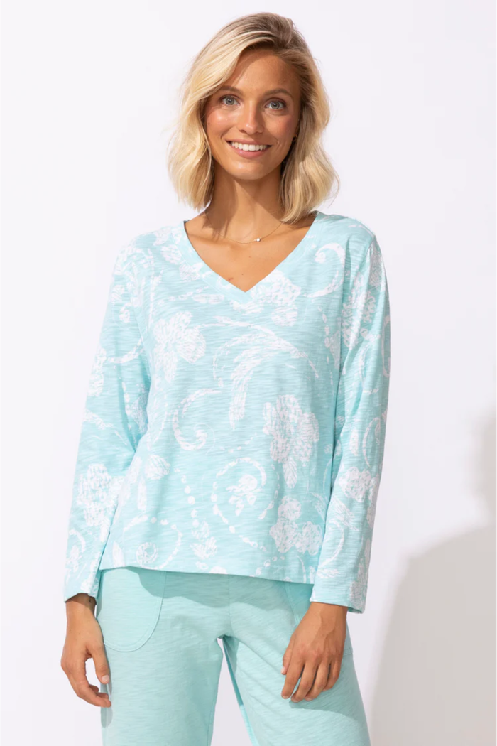Peruvian Cotton Vintage Scroll Hi-Lo Tee