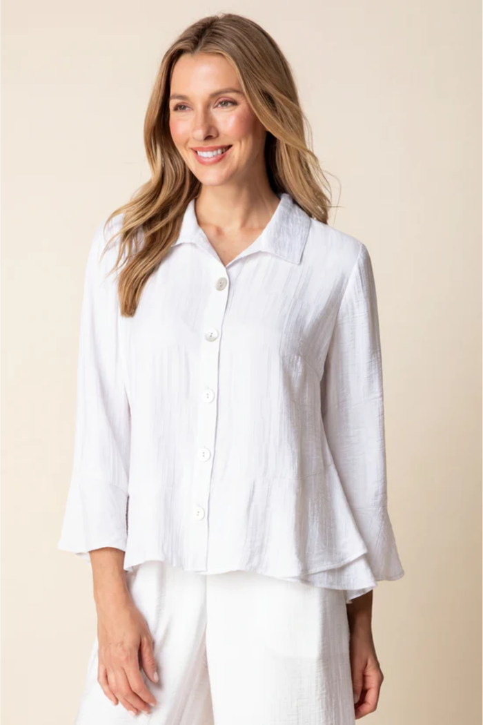 Whisper Jacquard Rayon Flounce Shirt