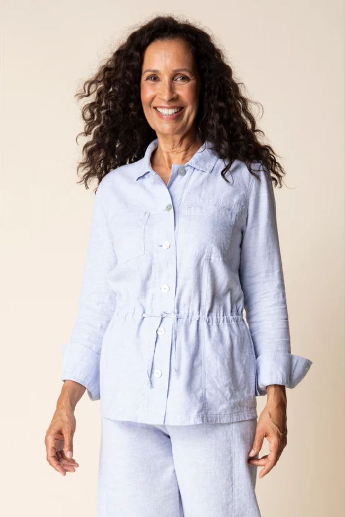 Linen Solid Flora Jacket