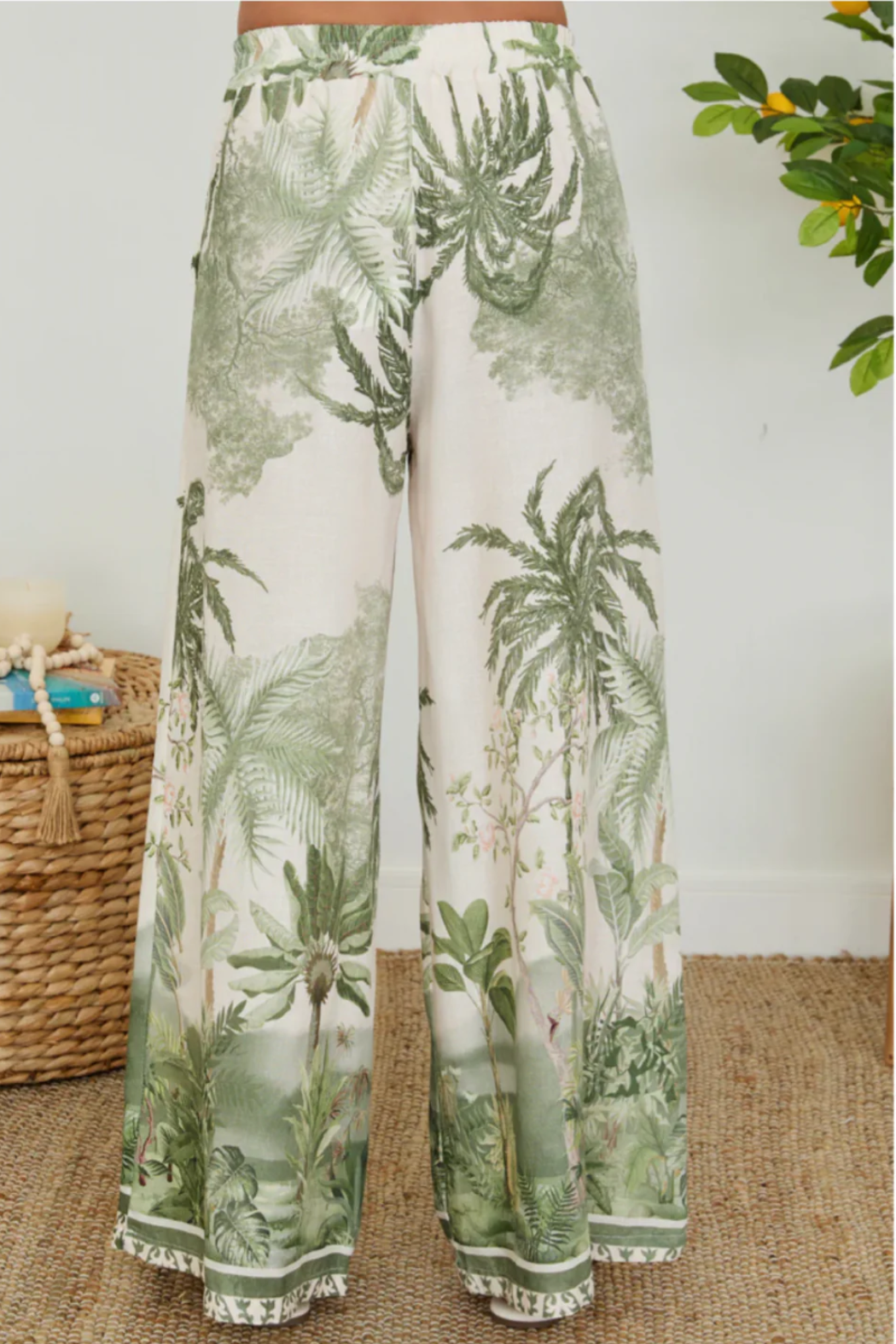 Milio Milano Palm Printed Wide Leg Pants