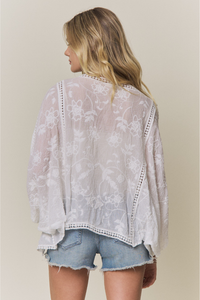 Boho Embroidered Kimono Cardigan