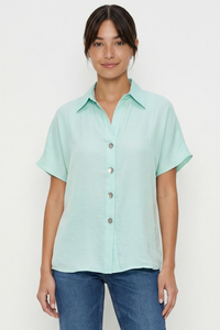 Minimalist Drop Shoulder Button Up Blouse